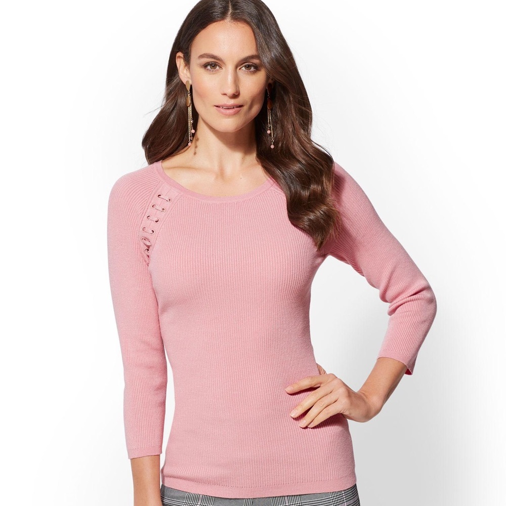 NWT New York & Company Emma Lace Up Sweater